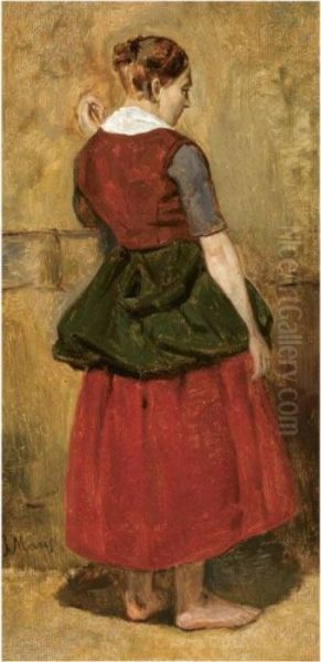 A Girl Standing Oil Painting by Jacob Henricus Maris