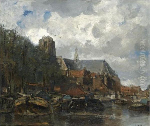 A View Of Dordrecht Oil Painting by Jacob Henricus Maris