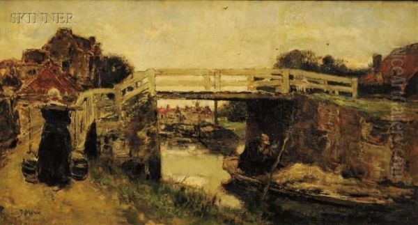 The Footbridge Oil Painting by Jacob Henricus Maris