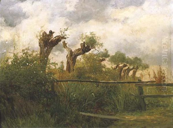 Wilgen Aan Een Sloot: Pollard Willows Oil Painting by Jacob Henricus Maris