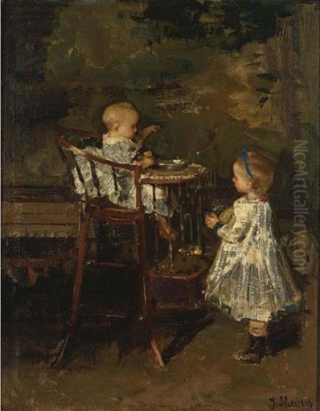 The Two Little Sisters Oil Painting by Jacob Henricus Maris