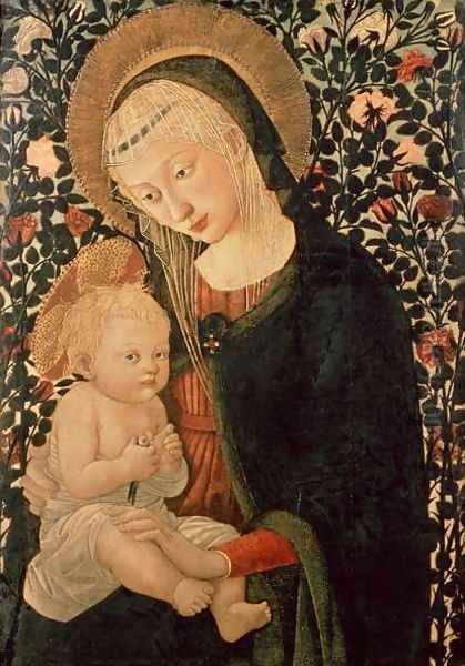 Madonna and Child seated, Child holding a Bird Oil Painting by Pier Francesco Fiorentino