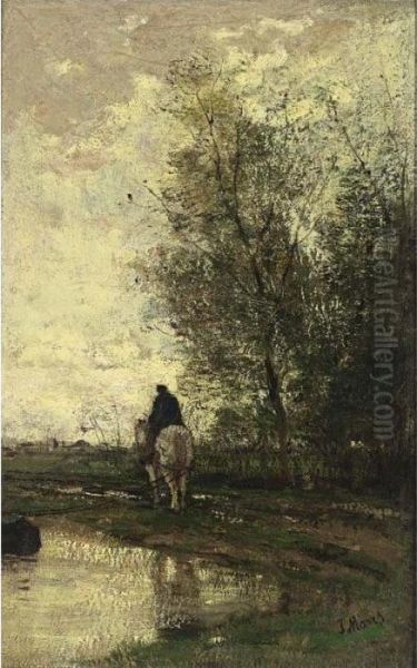 On The Tow-path Oil Painting by Jacob Henricus Maris