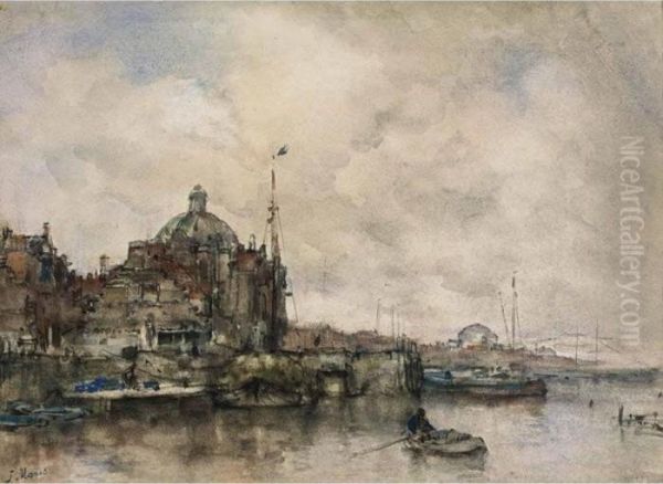 A View Of Dordrecht Oil Painting by Jacob Henricus Maris