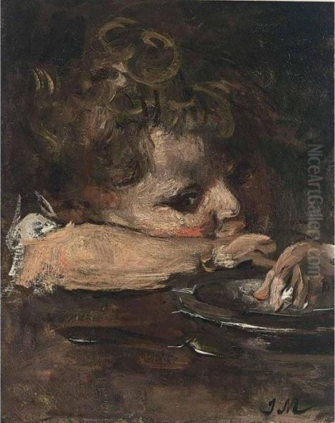 Portrait Of A Child Oil Painting by Jacob Henricus Maris