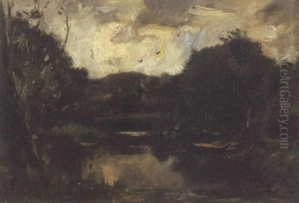 River Scene Oil Painting by Jacob Henricus Maris