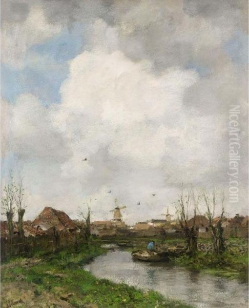 Landscape Near The Hague Oil Painting by Jacob Henricus Maris