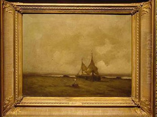 Dutch Coastal Scene Oil Painting by Jacob Henricus Maris