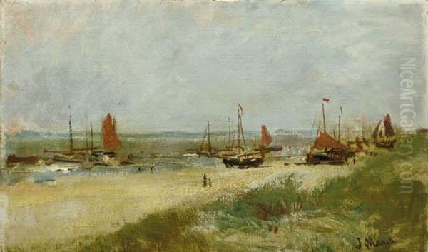 Bomschuiten On The Beach Oil Painting by Jacob Henricus Maris