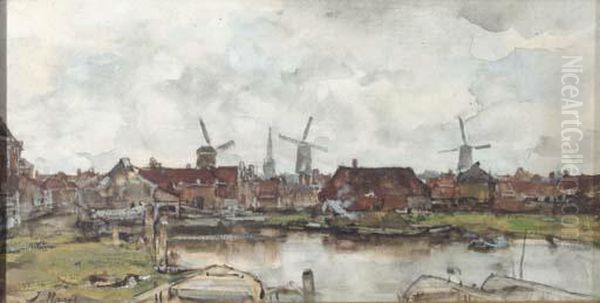 Dorp Aan Een Rivier Oil Painting by Jacob Henricus Maris