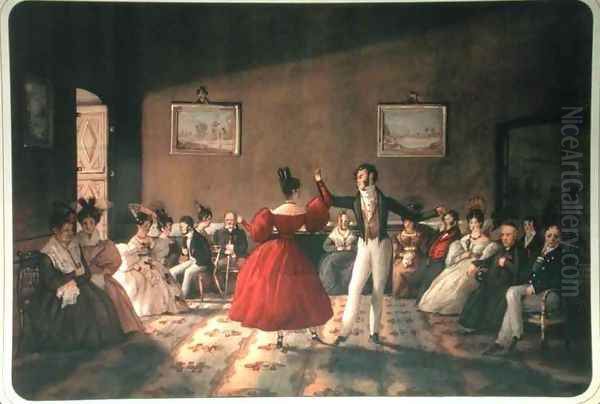 Dance in a Salon in Buenos Aires, c.1831 Oil Painting by Domenico Pellegrini