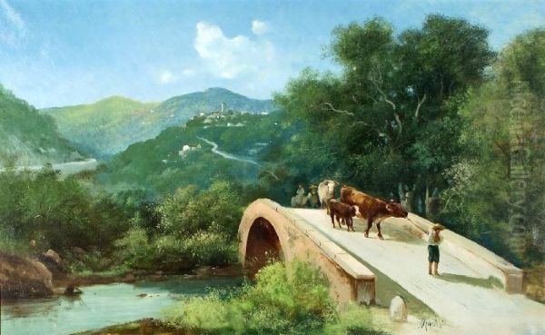 Paesaggio Campestre Con Viandanti Oil Painting by Henry Marko