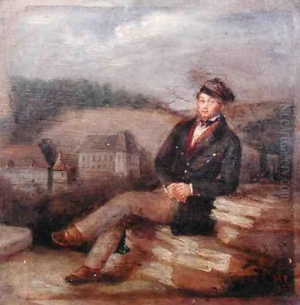 Portrait of Prosper Merimee 1803-70 working as an inspector of historical monuments, 1837 Oil Painting by Marc Paumier