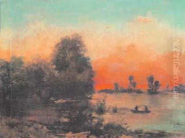 Cacciatori Sul Lago Oil Painting by Henry Marko