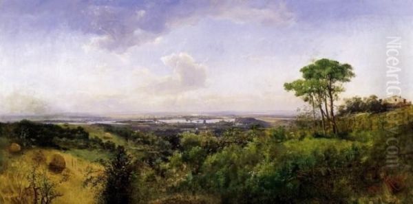 A View Of Budapest From The Mountains Of Buda Oil Painting by Henry Marko