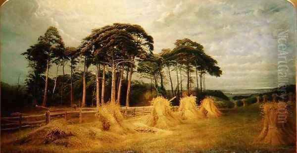 Sheaves of Wheat after the Harvest Oil Painting by Charles Henry Passey