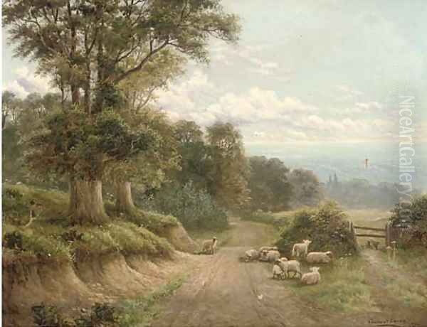 A lane near Dorking, Surrey Oil Painting by Charles Henry Passey