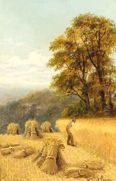 Harvesting Oil Painting by Charles Henry Passey