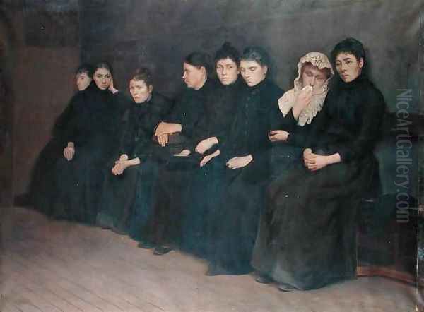 Waiting in the Clinic, 1888 Oil Painting by Charles Perrandeau