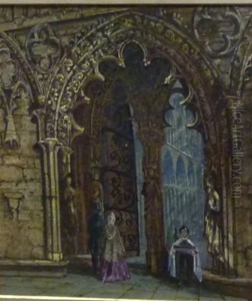 Cathedral Entrance Oil Painting by Paul Marny