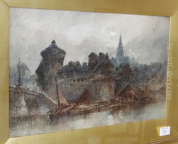 Town Scene, Brittany Oil Painting by Paul Marny