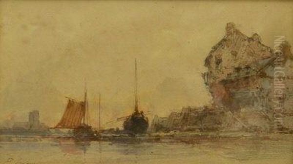 On The Seine Nr Rouen Oil Painting by Paul Marny