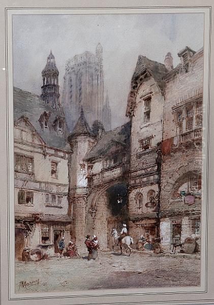 Continental Town Square Oil Painting by Paul Marny