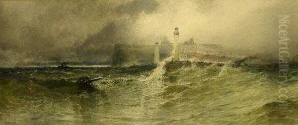 Stormy Seas Off Scarborough And Whitby Oil Painting by Paul Marny