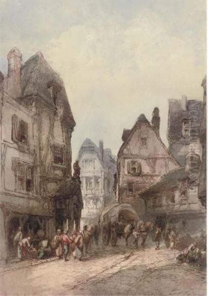 Old Street, Rouen Oil Painting by Paul Marny