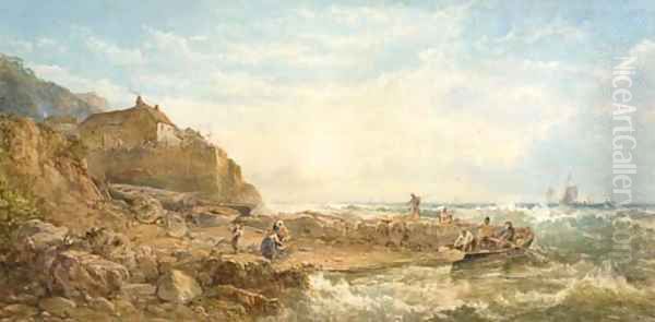 Fishermen returning home Oil Painting by James George Philp