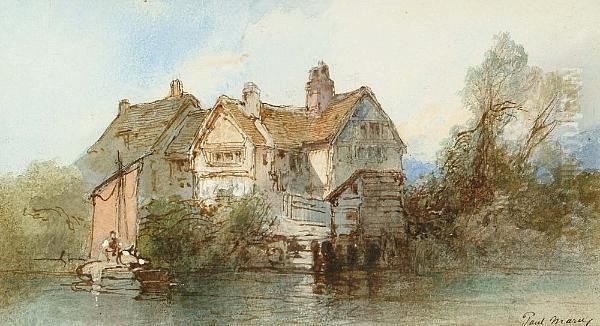 Cottage On A River Oil Painting by Paul Marny