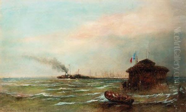 The Channel Packet Making Her French Port Oil Painting by Paul Marny