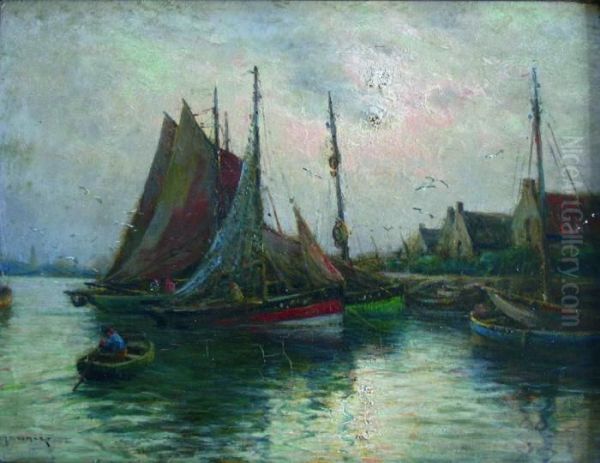 Dans Le Petit Port Oil Painting by Georges Philibert Charles Marionez