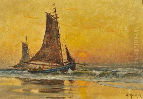 Soleil Couchant, Cote Belge Oil Painting by Georges Philibert Charles Marionez