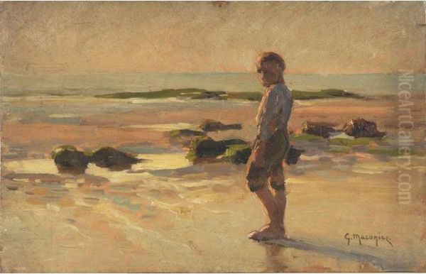 Enfant Sur La Plage Oil Painting by Georges Philibert Charles Marionez