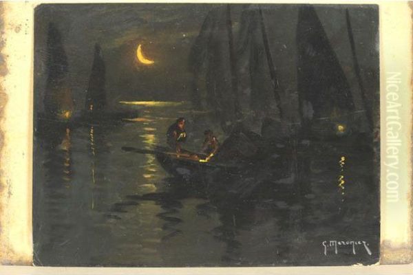 Peche De Nuit Oil Painting by Georges Philibert Charles Marionez