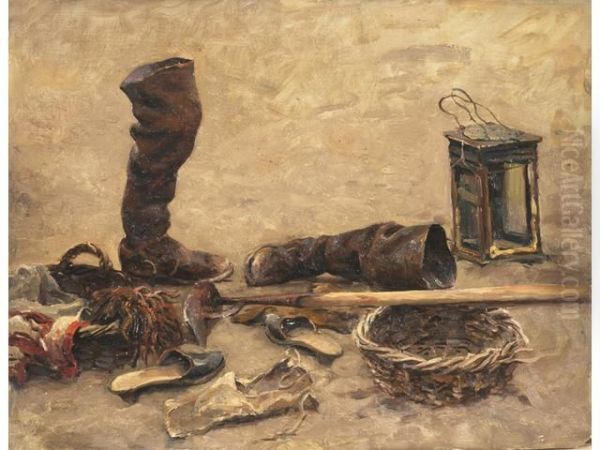 Nature Morte Au Materiel De Peche Oil Painting by Georges Philibert Charles Marionez