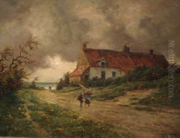 Retour De La Peche Aux Coquillages Oil Painting by Georges Philibert Charles Marionez