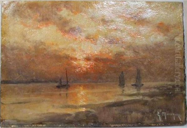 Bateaux Au Crepuscule Oil Painting by Georges Philibert Charles Marionez