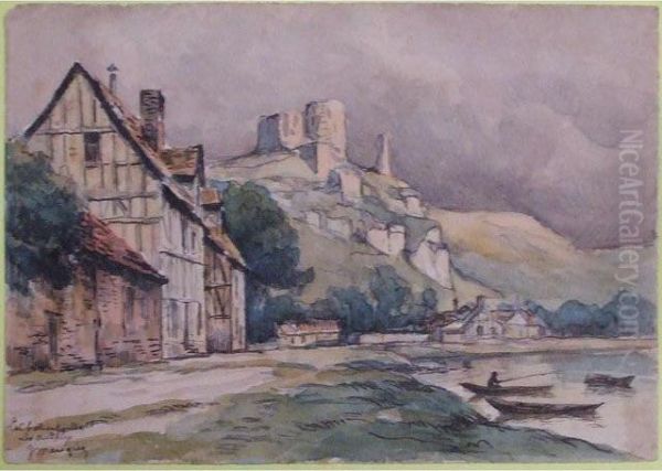 Le Chateau Gaillard Aux Andelys Oil Painting by Georges Philibert Charles Marionez