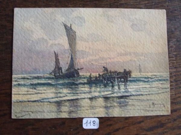 A Berck Oil Painting by Georges Philibert Charles Marionez