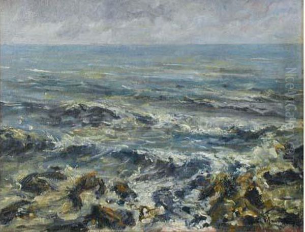 Marine-effets De Vagues Oil Painting by Georges Philibert Charles Marionez