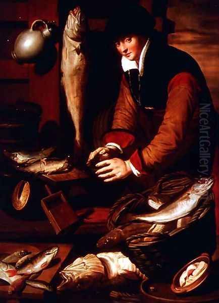 The Fishmonger Oil Painting by Pieter II Pietersz