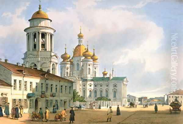 The Virgin of Vladimir Church in St. Petersburg, c.1840 Oil Painting by Ferdinand Victor Perrot