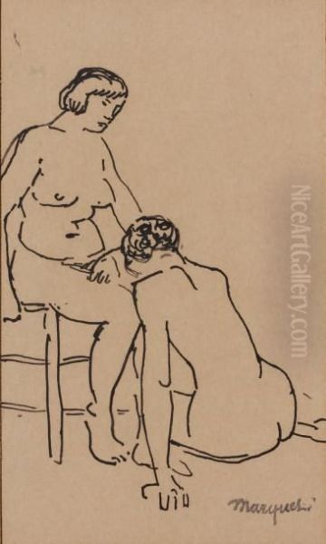 Couple Assis Oil Painting by Albert Marquet