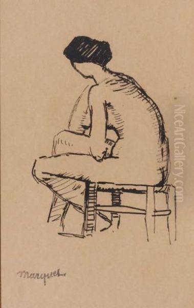 Femme Au Tabouret Oil Painting by Albert Marquet