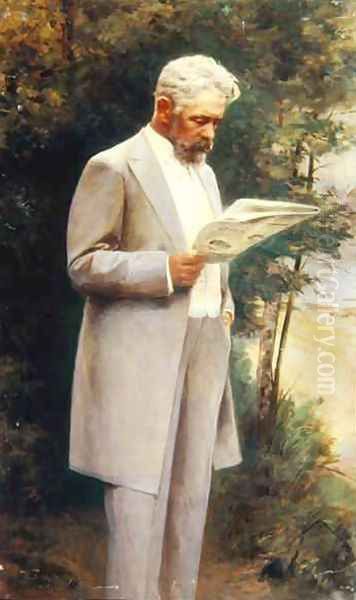 Portrait of the author Nikolay G. Garin 1852-1906 1905 Oil Painting by I Pass