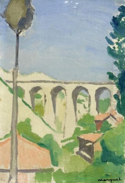 Landscape With Viaduct Near Riaux, L'estaque Oil Painting by Albert Marquet