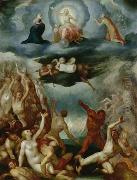 The Last Judgement Oil Painting by Martin Pepyn or Pepin