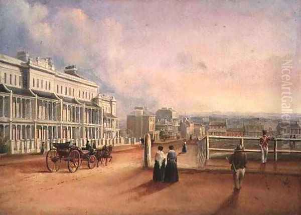 View from Lyons Terrace, Hyde Park, Sydney, 1844 Oil Painting by George Edward Peacock